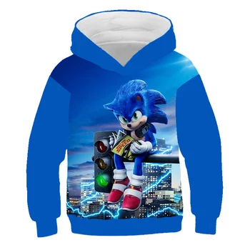 Zēni Meitenes Sonic ezis pelēkā vārna sonic Apģērbu Hoodies Zēnu un Meiteņu sporta Krekli modes bērni Hoodies poliestera puloveri