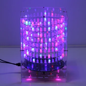 Krāsaina RGB Sapnis Gaismas Aplis LED DIY Komplektu Mūzikas Spektra Modulis 5mm 8x32 Dot Matrix ar Apvalku Dāvanu Gaismas Kubs DIY komplektu