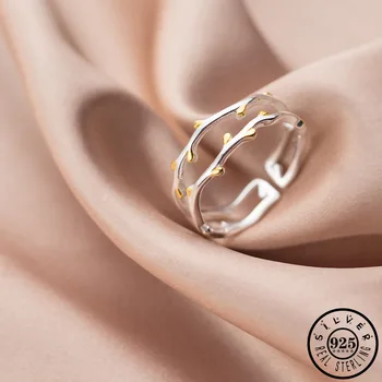 925 Sterling Silver Koka zaru Forma Neregulāra Līgavas Komplekti Moderns Regulējams Atvērt Šarnīrs Pirkstu Gredzeni, Rotaslietas Sievietes
