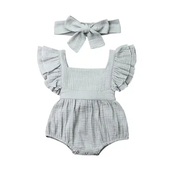 0-24M Jaundzimušais Meitene Zēns 2GAB Vasaras Apģērbu Savirmot Romper Jumpsuit Apģērbs Apģērbs