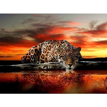 DIY Tiger 5D Dimanta Glezniecības Pilnībā Kārtas Urbt Dzīvnieku Karikatūra Izšuvumi Krustdūrienā Sienas Māksla, Mājas Dekoru, Dāvanu