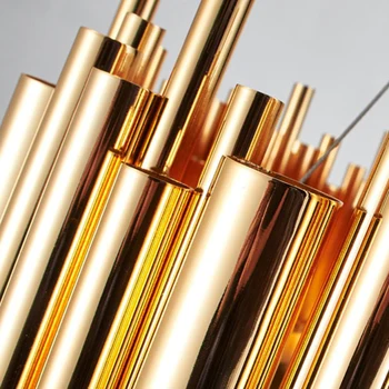 Post mūsdienīgs Dizains Zelta Alumīnija Caurules Kulons Gaismas Itālija Dizaina Delightfull Apgaismojums Led Spīdumi Projekta gaismas