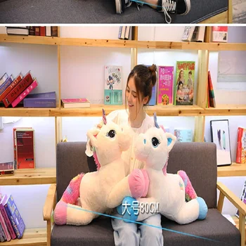 40cm/60cm/80cm Jauki Varavīksnes pegasus Laimīgs unicorn Plīša rotaļlietas Gudrs unicorn spilvens Dzimšanas dienas dāvana Bērnu dienas dāvanu