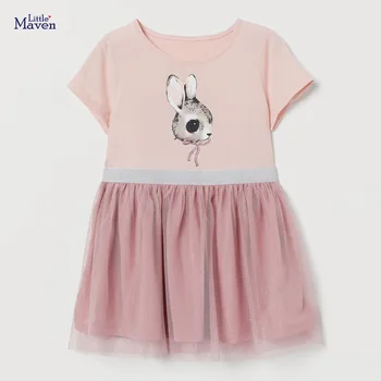Frocks Meitenēm Ir 2021. Vasaras Baby Girl Bērnu Apģērbu Toddler Kokvilnas Dzīvnieku Print Vestiods Gadījuma Kleita Bērni 2-7 Gadus