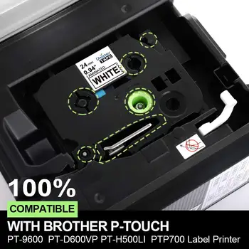 Unistar Celtniecības-251 Saderīgu Brother P-touch Tape 24mm Melns uz Balta Ptouch 24mm Marķējuma Lentes Lentes TZe251 TZ251 Celtniecības-251