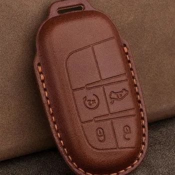 Ādas Automašīnas Atslēgu, Lietu Vāku Jeep Grand Cherokee Kompass Patriot, Dodge Journey Chrysler 300CRenegade Auto Atslēgu Keychain