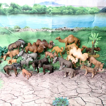 Reāli Plastmasas Statuetes Saimniecības Pasaules Equus kiangs,Puatū ēzelis,Kamielis,tuksnesis Kolekcija Izglītības Statuetes Bērniem