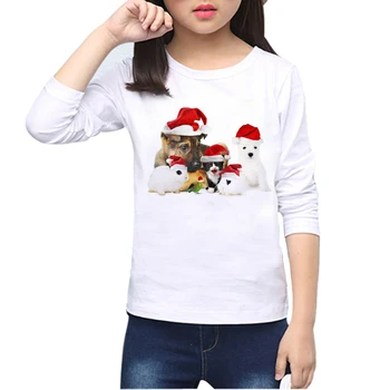 Pet Suņiem, dzīvnieku Cool Baby Topi ar garām Piedurknēm T krekls ar Suni ziemassvētku briežu drukas bērnu T-krekls Hipster Ziemassvētki dzīvniekiem, Zēns, Meitene Tees O-22