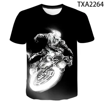 Vīriešu, Sieviešu, Bērnu Galvaskausa T Krekli Modes Vasaras Īsām Piedurknēm Ghost Rider Cool T-krekls 3D Drukas Topi Harajuku Streetwear Tee