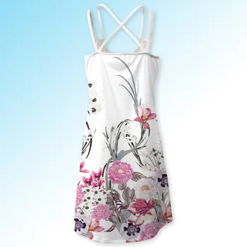 Sieviešu Ikdienas Vintage Kleita bez Piedurknēm, Vasaras 3D Ziedu Drukāt Bohe Tvertne Īss Mini Kleita vestidos casuais mujer Sukienka #IL
