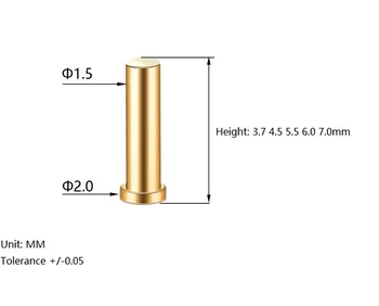 100gab Diametrs 2.0 mm Pogo Pin Savienotājs Sieviešu 3.7 4.5 5.5 6.0 7.0 mm, Augstums 1 AMP SMT Virsmas montāžas PCB Zelta 1u Antenas Sēdeklis