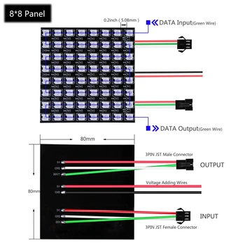 WS2812B Pikseļu RGB Led Modulis Panelis 8X8/16X16/8X32 Matrix Ekrāna WS2812 IC Elastīgu Individuāli Adresējama Led Gaismas DC5V