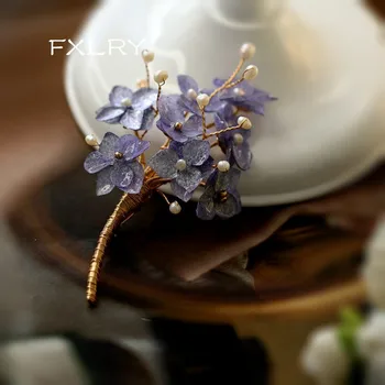FXLRY Oriģināls Roku darbs, Dabiskie Saldūdens Pērļu Vintage Konservēti Ziedu Broša Džemperis Mētelis Pin