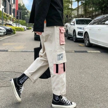 Kravas Bikses Sievietēm Kabatas Plus Izmērs 3XL Lielizmēra Drukātās Šiks Harajuku Bikses Sieviešu korejiešu Stilā, Streetwear BF Unisex Pāri