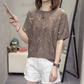 Plus Lieluma Grafikas Tees Sieviešu Vasaras Moderns Zaudēt Īsām Piedurknēm korejiešu Stilā, T-kreklu Dāma Oversize Apģērbu Vintage Streetwear Augšu
