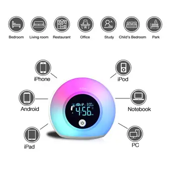 Portatīvo Super Bluetooth Mūzikas Skaļrunis,Daudzfunkcionāla,Krāsains Nakts Lampas,Nakts Gaismas,Digitālais Pulkstenis,Miega Gaismas,Augstas Stereo