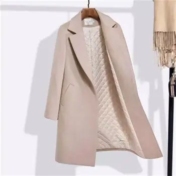 2019 Modes sieviešu vilnas mētelis sieviešu garās sadaļā, jaunas ziemas valkāt biezu vilnas mētelis profesionālo sieviešu taisni Savvaļas Ms