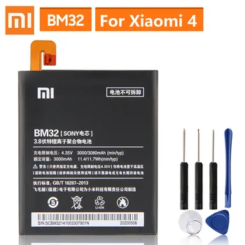 Oriģinālā Rezerves Akumulatoru Xiaomi Mi 4 M4 Mi4 BM32 Patiesu Tālruņa Akumulatora 3080mAh