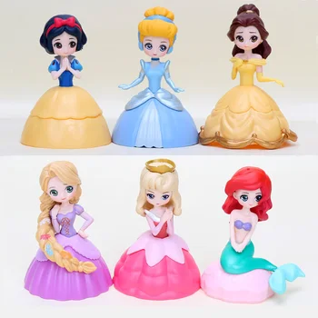 3pcs/set 10cm Princese Pelnrušķīte Belle, Sniega Balts Sirēna, Sleeping Beauty Rapunzel Tangled Kapsula Rotaļlietas PVC Attēls Modelis Rotaļlietas