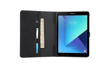 Premium Ādas somiņa Samsung Galaxy Tab 9.7 SM-T550 SM-T555 Smart Auto Miega Mosties Triecienizturīgs Flip Planšetdatora Korpusa Vāka