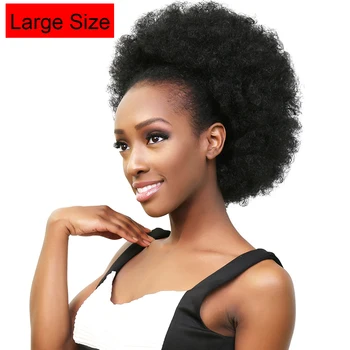 Īss Afro Puff Sintētisko Matu Bulciņa Chignon Hairpiece Melnās Sievietes Aukliņu Zirgaste Kinky Cirtaini Updo Klipu Matu Pieaudzēšana