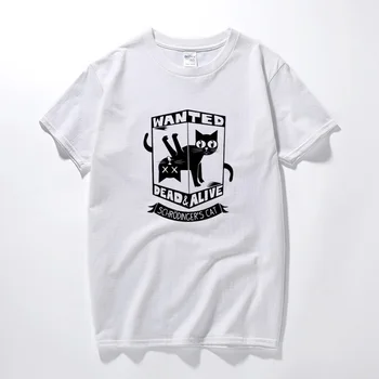 Shrodingers Kaķis Wanted Dead & Dzīvs T-Krekls Unisex Geek, Funny T krekli Jauno Vasaras Tee Kreklu Homme Kokvilnas ar Īsām Piedurknēm Tshirt