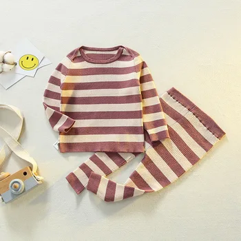 Salātu Toddler Meitene Zēnu Pidžamas Bērnu Apģērbu Komplekts Rudens Ziemas Bērnu Apģērbs Ar Garām Piedurknēm Svītrainām Topi, Bikses 2 Gab Bērniem Uzvalks