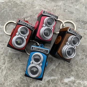 Vintage camera Keychain gaismas diode, kas izstaro vocalization atslēgas piekariņš mini dual flash stereo Mobilo Ķēdes reklāmas jaunumiem