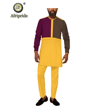 Āfrikas Cilšu Vīriešiem Attire Dashiki Apģērbu Ankara Mēteļi un Bikses, Uzvalks Casual Slim Fit Tradicionālo Uzstādīt AFRIPRIDE S2016004