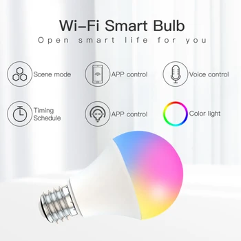 15W, WiFi Smart Spuldzes E27 B22 Aptumšojami RGB+PKT 85-260V Smart Spuldzes Balss Kontroles Darbu Ar Alexa, Google Home