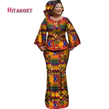 Hitarget 2020 Jauno Āfrikas Zaudēt Kanga Kleitas Sievietēm Dashiki parastās Kokvilnas Tops, Svārki Komplekts 3 gabali, Apģērba WY2372