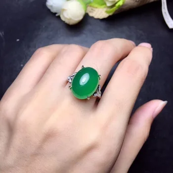Dabas zaļā halcedons gredzenu, skaista krāsa, skaisti emerald skaisti, 925 sudrabs, pirkstu gredzena izmērs atbalstu pielāgošana