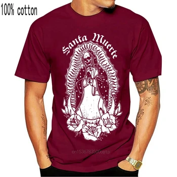 Vīriešu T-Krekli Santa MuerteT Krekls Saint Nāves Kokvilnas Tee Īsām Piedurknēm Goth Meksikas Nāves Muertos Māte Galvaskausa Topi Plus Lieluma