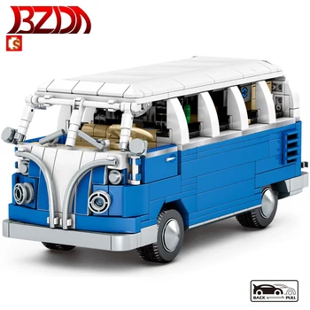 BZDA Tehnika Auto Ķieģeļi Pilsētas Autobusu Auto Camper Modeli, Celtniecības Bloki Izglītības Montēt Rotaļlietas Bērniem Bērniem Dāvanas Km 707PCS