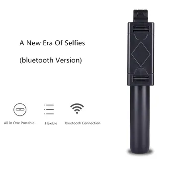 3 in 1-Bezvadu Bluetooth Selfie Stick Salokāms Statīvs Statīvs Paplašināma Monopod ar Tālvadības pulti iPhone Xiaomi Android