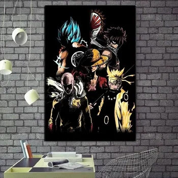 Japānas Anime Multiplikācijas Filmu Plakātus, Kanvas Glezna Goku Naruto Luffy Plakātu Izdrukas Sienas Art Attēlu Kids Istabas Dekors Cuadros