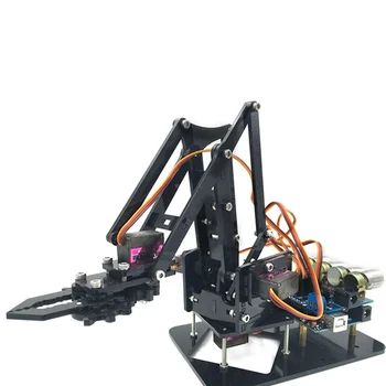 DIY 4DOF Robota Roka 4 Ass Akrila Rotējošo Mehānisko Robotu Roku Ar Arduino R3 4GAB Servo