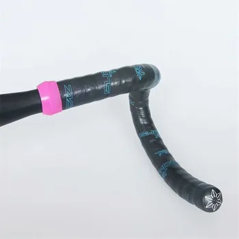 Jauns produkts 1 pāris, melns/rozā velosipēdu stūres lentu plug gumijas road bike sveces par stūres lentu
