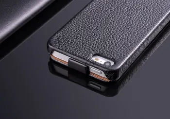 Īsta Āda Vertikālā Flip Case for iPhone 5, 5S SE Litchi Stria Nekustamā Ādas Augstu Kvalitāti, ar Bezmaksas Ekrāna Aizsargs