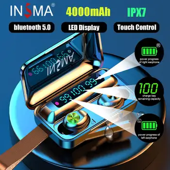 INSMA F9-10 3led 4000mAh Power Bank bluetooth 5.0 TWS Austiņas Led Digitālo Displeju Bezvadu Stereo Sporta Ūdensizturīgs Earbuds