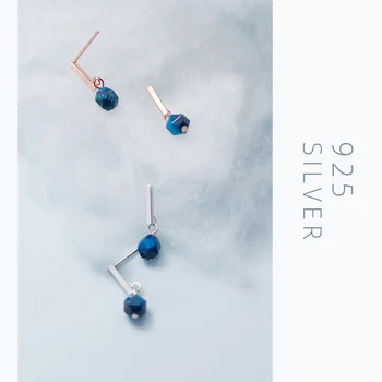 Modian 925 Sterling Sudraba Zilā Kristāla Dizaina Piliens Auskari Sievietēm Vilināt Earing Modes Classic Paziņojumu Rotaslietas