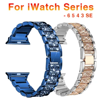 Jaunu, Zilu Joslu Apple Pulksteņu Siksniņas 6 5 4 SE sērijas 40mm 44mm watchband correa sieviešu pulseira aproce par iwatch 38mm 42mm