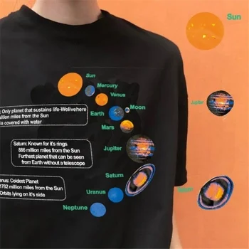 Kuakuayu HJN Plstar Cosmos Modes T Krekls Saules Sistēmas Izcelsmi, T Kreklu, Vēsā Telpā 3D Drukas Sieviešu Vasaras T Krekls
