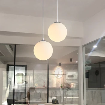 Mūsdienu Stikla Kulons Lampas Pasaulē Baltu Apaļu kulonu lampa LED gaismas Ķermeņi, Dzīvojamā Istaba, Virtuve Spīdumu Bārs hanglamp