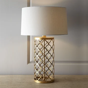 Grezns Vienkārši Siltu Zelta Galda Lampas Retro Radošo Amerikāņu Stilā Apgaismojums Guļamistabā Foajē Hotel Dekoratīvie Gaismas