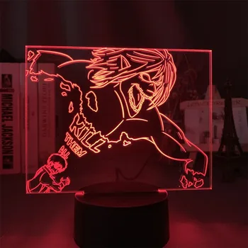 Uzbrukums Titan Anime Skaitļi 3D LED Levi Mikasa Ackerman Eren Jaeger Nakts Gaismas Modelis Rīcības Krāsa Mainās Figma Rotaļlietas Lelle