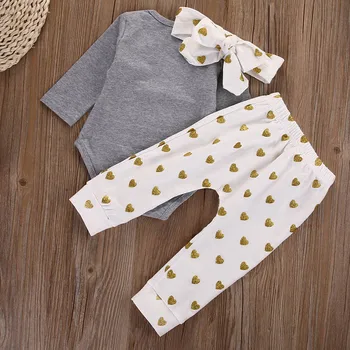 3PCS/Set Baby Meiteņu Kokvilnas Apģērba Komplekti Galvu Zīdaiņu Apģērbs, Bērnu Bērnu Apģērbu Komplekts Pavasara Rudens Topi Krekls Bikses