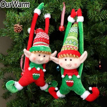 OurWarm 2gab Ilgi Kāju Elf Ziemassvētku Lelle Dāvanu Apdare Lelle Ziemassvētku Eglītes Dekorēšanai Ziemassvētku Durvju Apdare