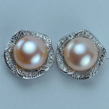 YIKALAISI 2017 dabīgo saldūdens pērļu auskariem 8-9mm nekustamā pearl925 sudraba rotaslietas sievietēm labākās dāvanas