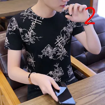 Vīriešu īsām piedurknēm t-krekls 2019 vasaras tendence korejiešu versiju, atloks, kokvilnas ostas vējš